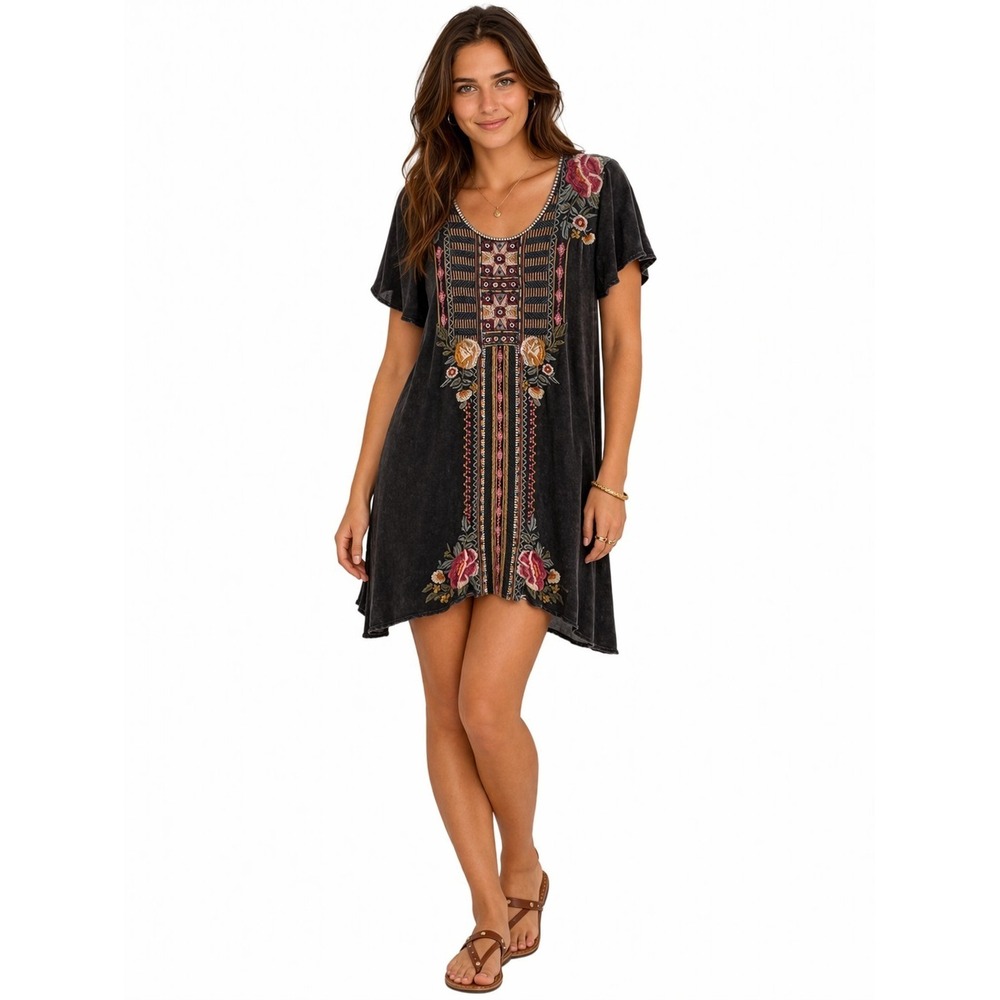 Johnny Was Cherelle Embroidered Velvet Dress Size S Women Boho
